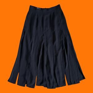 90's vintage black chiffon pleated minimalist maxi skirt Size 4 bergdorf goodman